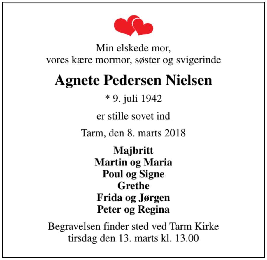 Agnete Pedersen - 1942-2018