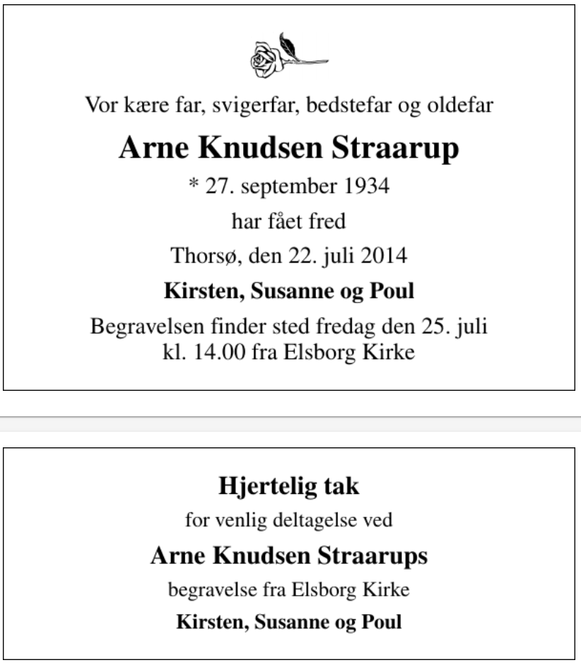 Arne Knudsen Straarup - 1934-2014