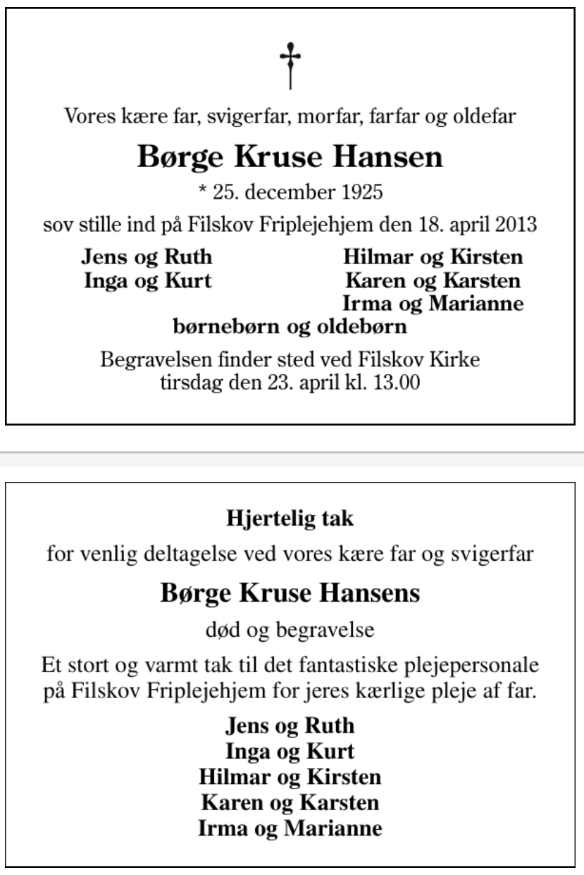 Børge Kruse Hansen - 1925-2013