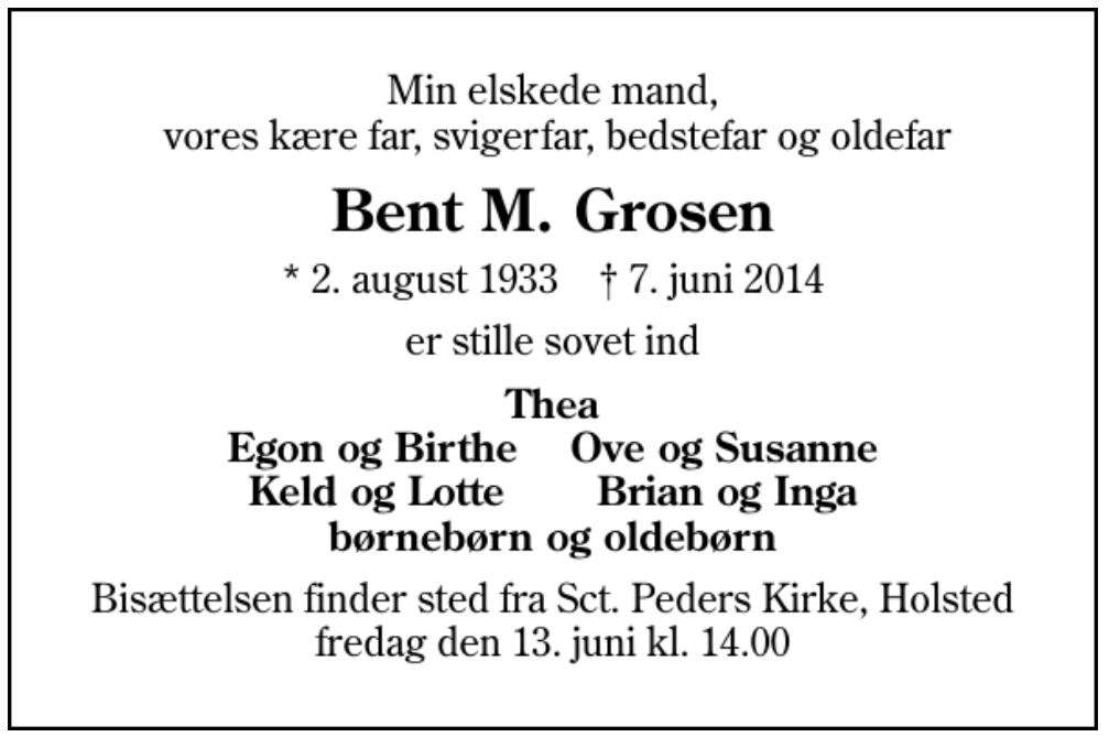 Bent Morthorst Grosen 1933-2014