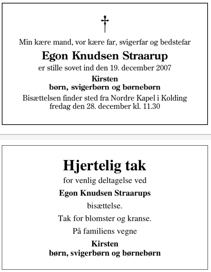 Egon Knudsen Straarup - 1937-2007