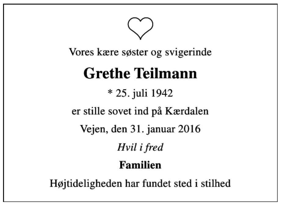 Grethe Teilmann 1942-2016