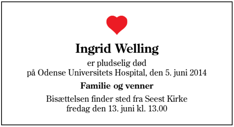 Ingrid Welling - 1942-2014