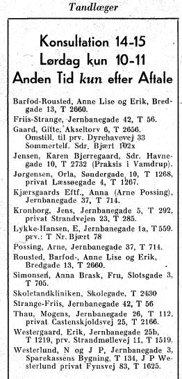 Oversigt over tandlæger i Kolding 1950