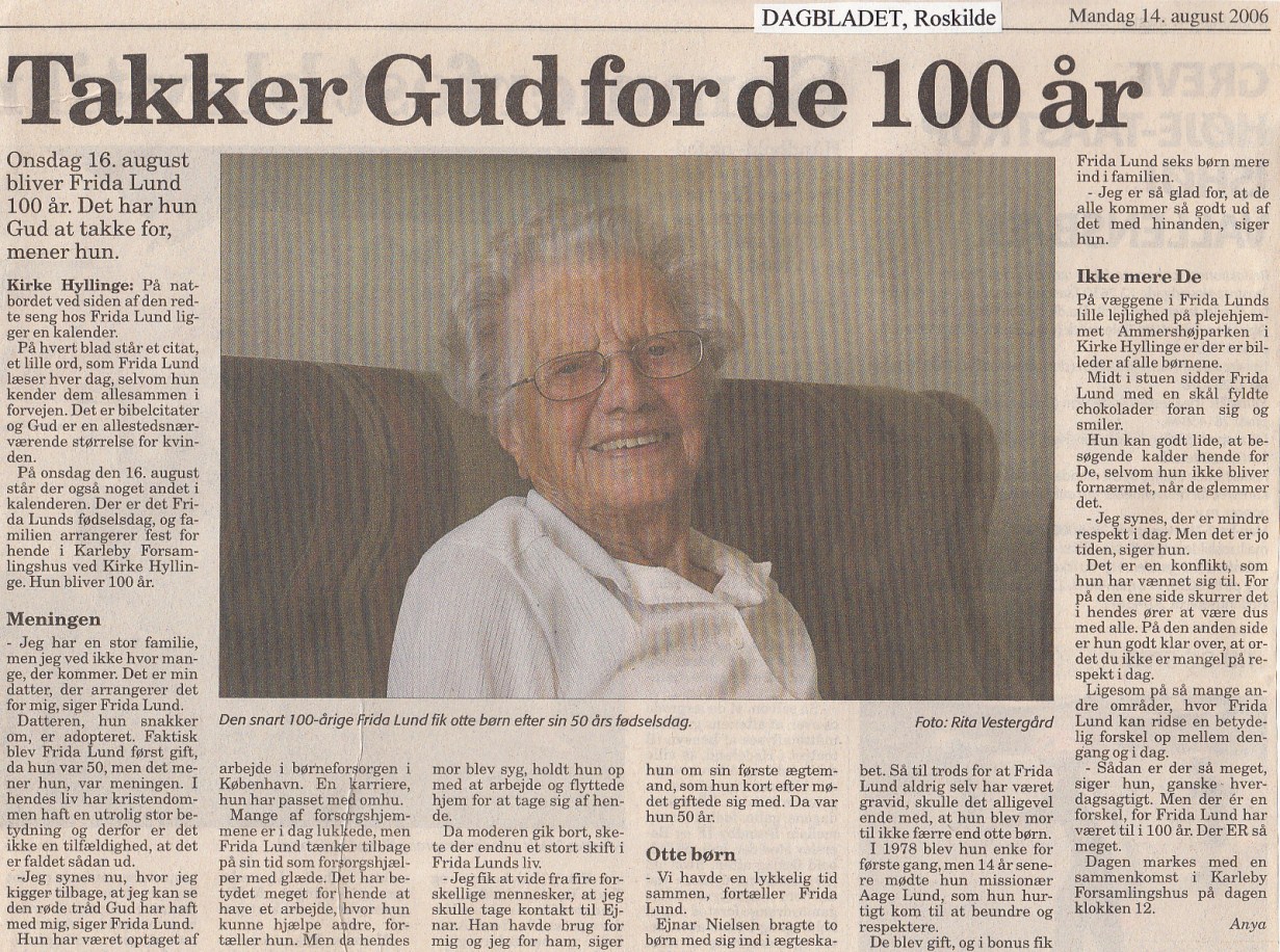 Frida Pedersen fylder 100 år.